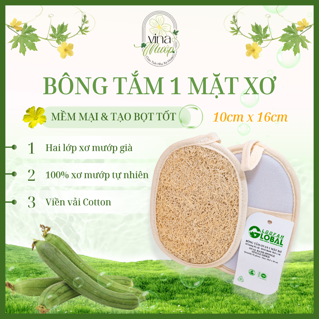 Bông tắm ovan (1 mặt xơ)